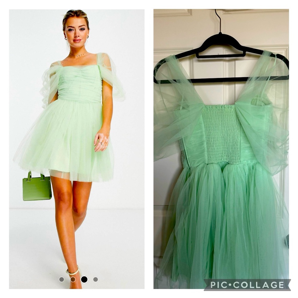 ASOS tulle mini dress in Sage green